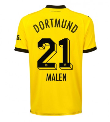 Lacne Muži Futbalové dres Borussia Dortmund Donyell Malen #21 2023-24 Krátky Rukáv - Domáci